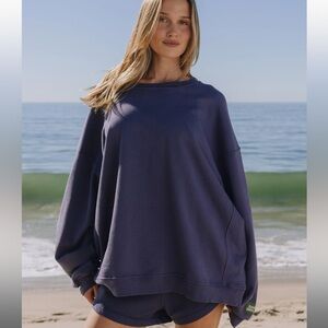 Daily Drills Oversized Fleece Crew Denim XS/S - navy